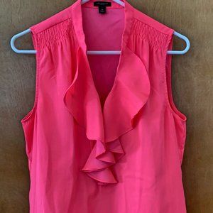 Ann Taylor NeonPink/Coral Ruffle Sleeveless Blouse